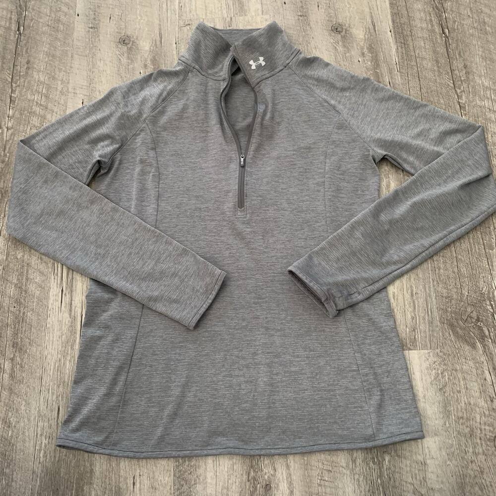 Under Armour Threadborne 1/4 Zip Pullover Womens Medium Gray HeatGear Thumbhole